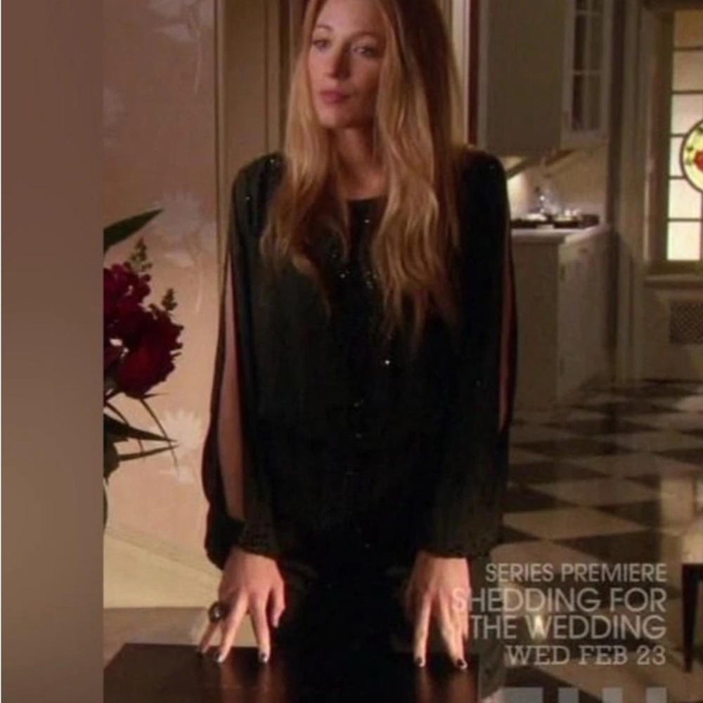 Black Crystal silk Haute Hippie dress ASO Serena Van Der Woodsen Size L